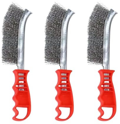 3er-Set Edelstah Drahtbürste, Hand Drahtbürste, Hand Drahtbürste Stahlbürste mit komfortablem Griff, 24 cm Edelstahlbürste, Drahtschrubber zur Reinigung von Rost, Farbe und Schweißschlacke-