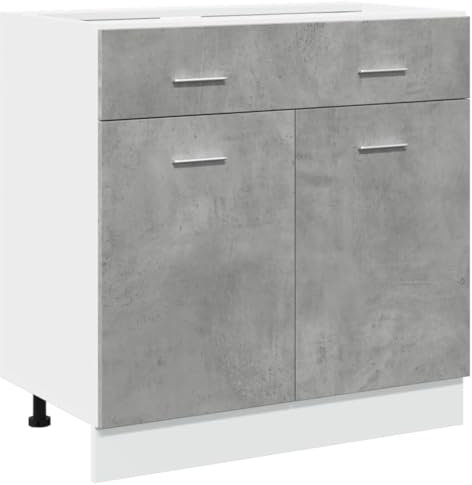 HOMTAKIE Armoire de Plancher à tiroir Gris béton 80x46x81,5 cm Aggloméré