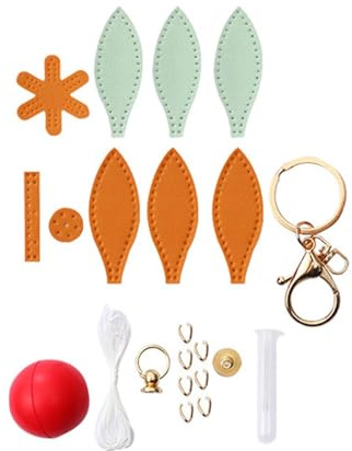 Baoblaze DIY-Nähset für Schlüsselanhänger, Heißluftballon-Anhänger, Taschenanhänger, Partygeschenke, Nähen Lernen, Lederhandwerksbedarf, Khaki Und Grün