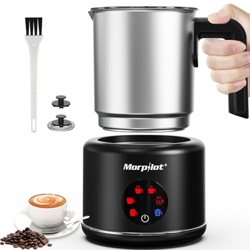 Milk Frother Electric 6 in 1 - Morpilot Automatic Milk Frothers 500ML Large Capacity Milk Steamer Stainless Steel Hot Chocolate Maker Milk Warmer and Foamer for Coffee Latte (Black)