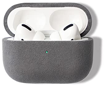 ALTRAALMA Alcantara Wildleder-Hülle für AirPods Pro 3, Synthetisches Wildleder, Handgemachte Vollumhüllung,Vollständiger Schutz und Stoßfestigkeit (Grau)