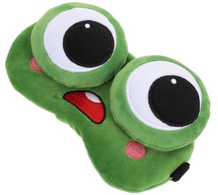 Frosch Schlafmaske mit Motiv, Gel, Plüsch, Elastische Bänder | Weiche Augenabdeckung, Atmungsaktiv und Sicherer Sitz, für Zuhause oder Zugreisen