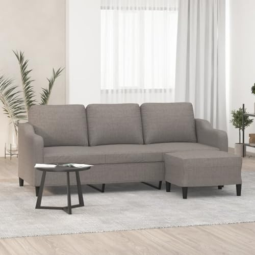 mtlskopl 3-Sitzer-Sofa mit Hocker Taupe 198 x 77 x 80 cm Modernes Plüsch-Microfaser Recamiere kompakt & bequem für Wohnzimmer, Flur und Schlafzimmer