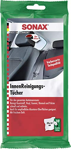 SONAX InnenReinigungsTücher (10 Stück) zur schnellen, einfachen und gründlichen Reinigung aller Flächen im Fahrzeuginnenraum | Art-Nr. 04159000