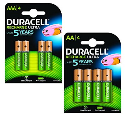 Duracell AA and AAA Pre-Charged Battery Rechargeable Pack of 8