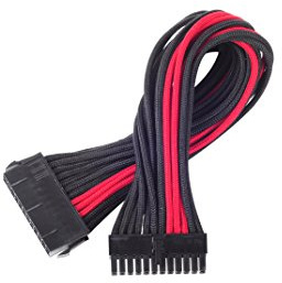 SilverStone SST-PP07-MBBR - cavo di estensione sleevato Motherboard 24pin a 24pin, 30cm, nero/rosso