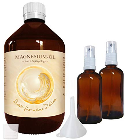 Zechstein Inside MagnesiumÖl Magnesiumchlorid Natursole 1000ml inklusiv Sprühflasche aus Glas 100ml