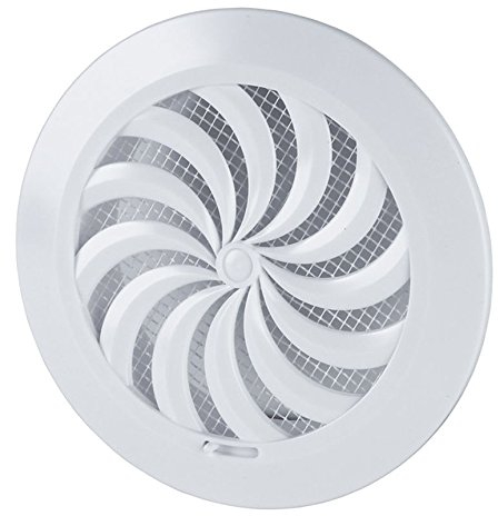 Rejilla de ventilación circular de 110 mm con persiana ajustable y mosquitera/malla/red redonda T95a