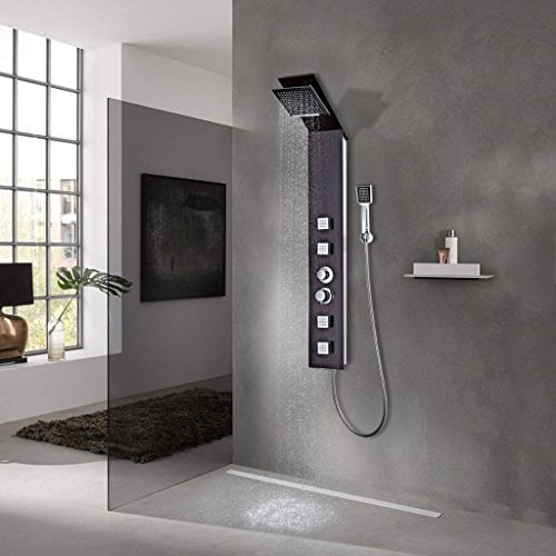 vidaXL Duschpaneel Glas Braun Regendusche Badarmatur Duscharmatur Duschset