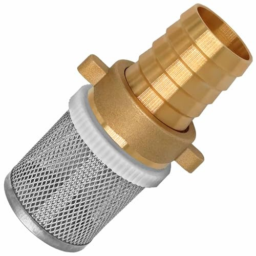 MegaHaustechnik Schlauchtülle 2-teilig, 50mm Schlauchtülle, Filterkorb | aus Messing und Edelstahl, Tüllen-Außendurchmesser 50mm für 2“ Schlauch, Trinkwasser geeignet