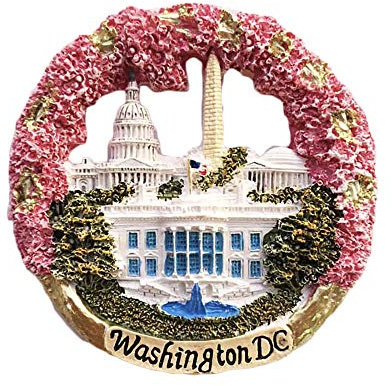 Washington DC USA 3D Round Refrigerator Magnet Souvenirs Handmade Resin Magnetic Stickers Home Kitchen Decoration,Washington Fridge Magnet Collection Gift