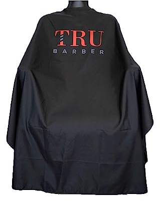 TRU BARBER Friseurumhang XXL, mit Silikonkragen, 100% Polyester, leichter und wasserdichter Mantel, professioneller Salonmantel mit Druckknopfverschluss zum Haareschneiden.