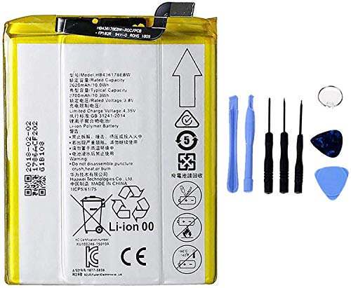 Batería compatible con Huawei Mate S HB436178EBW de alta capacidad 2700 mAh con kit de montaje incluido