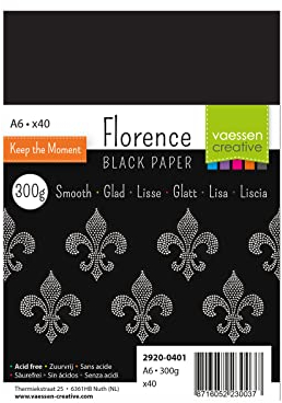 Florence 2920-0401 Fotokarton DIN A6, Schwarz, 300g/m², 40 Stück, Bastelpapier für Basteln, Scrapbooking, Handlettering, DIY-Crafts