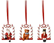Villeroy & Boch - Nostalgic Ornaments, Ornamente Schaukel, Set 3tlg., 18x4x8cm, Porzellan, Mehrfarbig 14-8331-6691