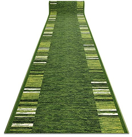 rugsx Antirutsch Teppichläufer Adagio grün - moderner Kurzflor für Küche, Flur & Wohnzimmer, Meterware, 80x180 cm