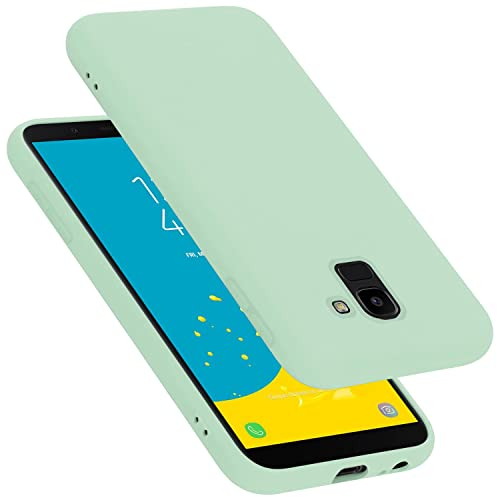 cadorabo Coque Compatible avec Samsung Galaxy J6 2018, Étui Housse en Silicone- Coque pour Galaxy J6 2018- Protection Antichoc, Anti-Empreintes- TPU Housse de Protection - Mat Liquid Light Green