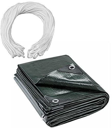 CelinaSun Gewebeplane 3x3 m grün mit Flechtleine weiß 280 g/qm Gartenplane Abdeckung Anhängerplane Plane mit Ösen