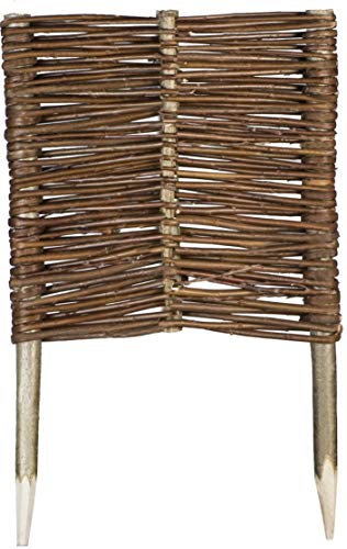 Bordura da Giardino in Vimini - 30 cm x 30 cm – Steccato Decorativo per Aiuole, Prato e Orto, Recinzione in Vimini con Pioli in Faggio per Fiori, Verdure e Delimitazione dei Sentieri