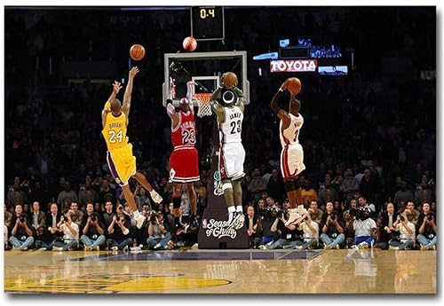Wandkunst, Wanddekoration, Leinwanddruck, MVP-Basketballspiel-Poster, Kobe Bryant, Lebron James und Michael Jordan, Bilder für Basketball-Fans, Souvenir-Geschenke, ungerahmt,60×90cm