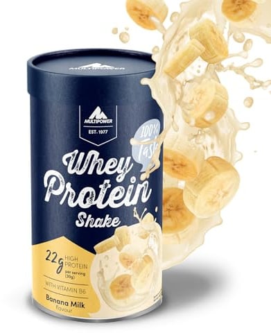 Multipower Whey Protein Shake Pulver 420g, Protein Pulver mit Banana Milk Geschmack und Vitamin B6, ideal zur Regeneration des Körpers nach dem Sport