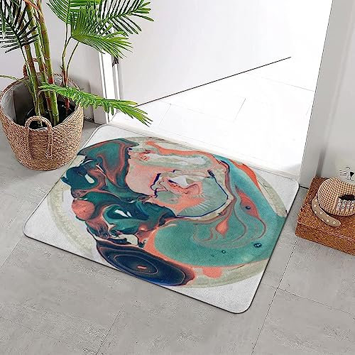 ERICAT Badteppich rutschfeste,Grüner Pfirsich Mix Abstrakter Marmor Naturmaterial für Oberflächen,Wasserabsorbierend Badematte maschinenwaschbar Badvorleger für Dusche,Badewanne,40x60cm