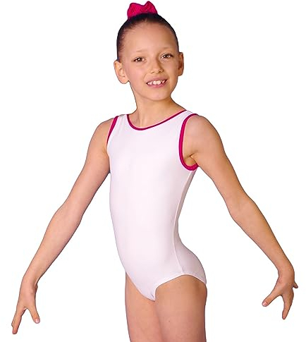 GETTY-SPORTS Turnanzug Ines ohne Arm für Mädchen/Damen (white/pink) Größe 104