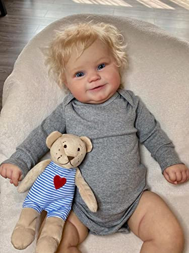BNNPUU Reborn Babys Mädchen Lebensechte Babypuppen Reborn Puppe Wiedergeboren Babypuppe Toddler 50cm Wie Echtes Baby Silikon Baby Augen offen