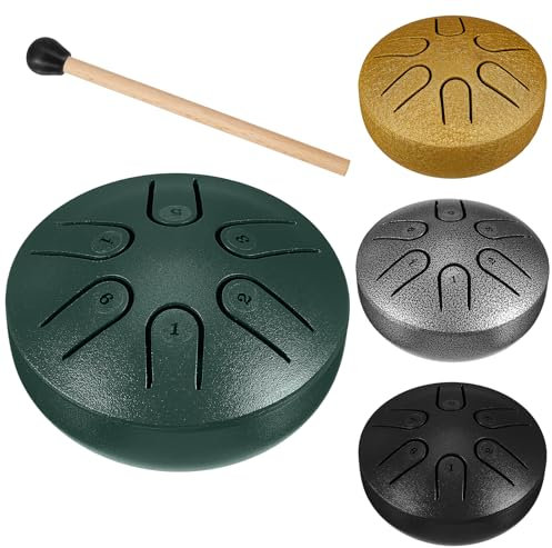 Lukmaa Zungentrommel, Mini-Handtrommel, 7,6 cm, 6 Töne, Percussion-Stahltrommel, kleine Instrumente mit Schlagzeugschlägeln, Notenaufklebern, Musikpartitur für Anfänger, Erwachsene, Kinder,