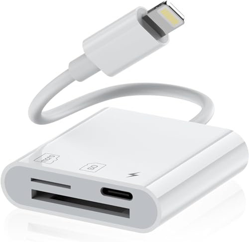 Lector de tarjetas SD para iPhone, Lightning a lector de tarjetas SD, visor de tarjetas SD para cámara de juego Trail con doble ranura para MicroSD/SD, adaptador de tarjeta de memoria para fotografía.