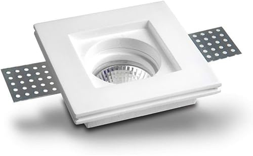 AERREGI PORTAFARETTI IN GESSO SET DA 10 PEZZI | PORTAFARETTI QUADRATI 10x10 cm ADATTO PER LAMPADE GU10 E MR 16 | COMPLETO DI FERMA FARETTO IN ACCIAIO | PORTAFARETTI QUADRATI AD INCASSO PER SOFFITTI
