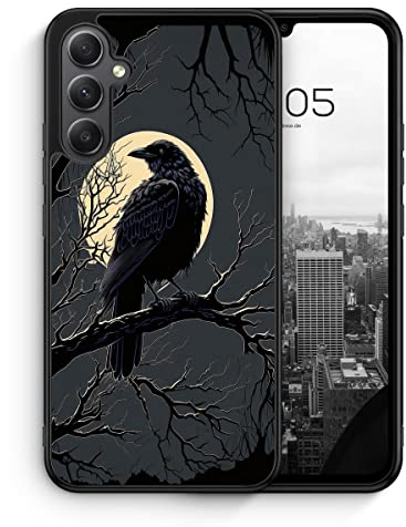 Mondschein Krähe - Silikon Hülle für Samsung Galaxy S24 - Tier Gruselige Halloween Horror Schutzhülle Handyhülle Case Cover