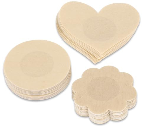 Sibba 30 Paar Unsichtbare Nippelpads Nippelabdeckung Einweg-Brustwarzen Brustaufkleber Nippel Pasties Aufkleber Nipple Cover Nippelabdeckungen Klebe Busenblüten für Damen (Herzform,Round,Blumenform)