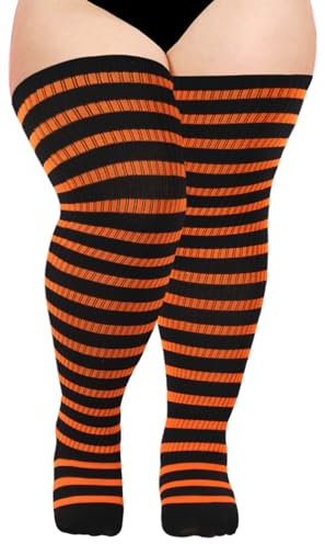 Moon Wood Oberschenkelhohe Socken für Damen, gestrickt, Baumwolle, extra lang, Halloween, Overknee-Socken, Beinstulpen, Einheitsgröße Mehr