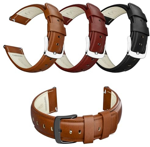 RBIPO Leder Uhrenarmband Schnellspanner Uhrenarmband für Männer und Frauen Ersatz Handgelenkband kompatibel mit Timex/Fossil/Samsung/Seiko/Citizen-18mm