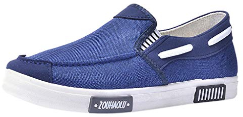 Scarpe in tela da uomo, scarpe basse senza lacci, traspiranti, leggere, scarpe da tennis, per fitness, camminate, palestra, jogging, fitness, atletica, casual, comode, grigio, 43 EU