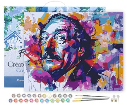 Figured'Art Peinture par Numéro Adulte avec Cadre Street Art Moustache - Activité Manuelle Kit de Loisir Créatif DIY Numéro d'Art Complet - 40x50cm toile tendue sur châssis