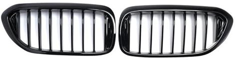 POMPOMPUR Für B&MW 5er G30 G31 G38 2017-2020 Auto-Frontniere Schwarz Glänzend Doppellamellen-Motorhaubengrill Renngrill Front Kühlergrille