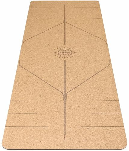 Plyopic Ultimate Cork Yoga Mat – Non-Slip Ultra-Premium Cork | Thicker, Longer & Wider for Extra Comfort | 100% Natural Grip & Eco Friendly | Optional Alignment Lines | For yoga, Bikram & Hot yoga