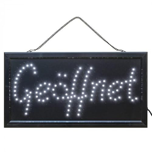 LED Schild Geöffnet weiß 48x25 cm Reklame Ladenschild Geöffnet offen Geschäft Leuchtschilder Geöffnet-Schild Offenschilder