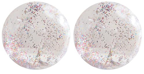 WMFASBAG 2 Pièces Ballon de Plage à Paillettes Ballon de Plage à Confettis Ballon d'eau Gonflable de 15,6 Pouces Ballon de Piscine Flottant Ballon de Loisirs Aquatiques pour Piscine de Plage