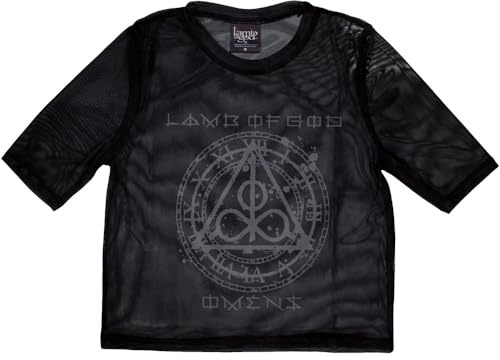 Rock Off officially licensed products Lamb of God Omens Clock Mesh Crop Top XXS Black