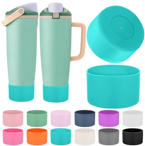 Mity rain 2PCS Protective Silicone Boots for Owala 30oz & 40oz FreeSip Sway Bottles & Tumblers - Accessories for owala, Enhances Stability & Prevents Scratches (Teal)