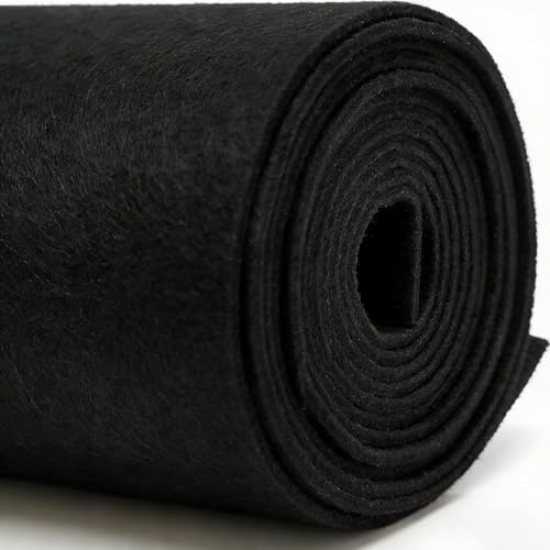 DIY Filz stoff 30cm x 250cm - 3mm Stärke Bastelfilz in Einzelfarben – Filzstoff meterware Für Autoteppiche, Weihnachtsmärkte & Riesenprojekte,filzmatte-schwarze