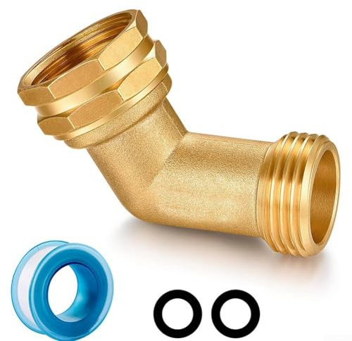Messing Gartenschlauch Winkel 3/4 Zoll GHT Gewinde 45 Grad Wasserrohrverbinder Verlängerung Fitting für Outdoor Rasen Bewässerungssystem (1 Stück)