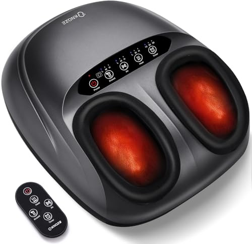 Shiatsu Masseur de Pieds avec Chaleur, Pétrissage, Roulement et Compression d'air, 2026 Appareil Massage Pied électrique pour la Fasciite Plantaire, 3 Modes de Chaleur & 3 Modes Massage, Cadeaux, Gris