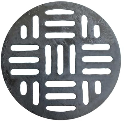 RTTZBOZ Rundes Abflussgitter aus Gusseisen, Abflussabdeckung für den Außenbereich, Kanalabdeckungsgitter für Hofeinfahrt, Beton, Garten, Bauernhof(45cm/18in)