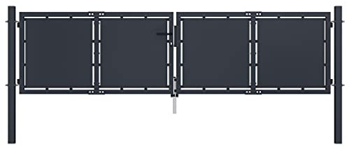 Trennzaun Garten Zaun, Gartentor Stahl 300×100 cm Anthrazit für den Eingang zu Schulen, Bauernhöfen, Pensionen
