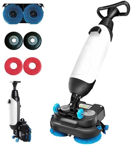 LADECNERHT Walk Behind Floor Scrubber Dryer, with 17 Scrub Path, 3 Gal Recovery Tank, Coverage 13000 Sqft/H, Suitable for Wooden Floors, Tiles, Terrazzo, Marble, Cement Floors White