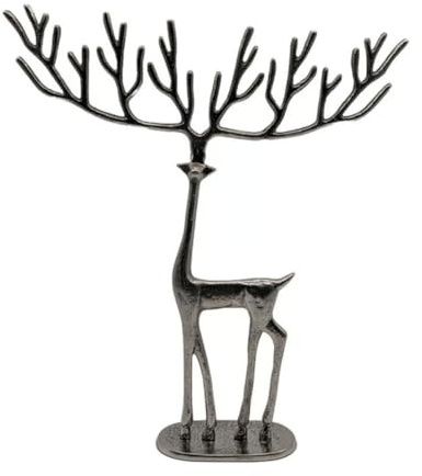 Lambert Rudi Rentier Weihnachtsdeko, Silber Antik, H 43 cm